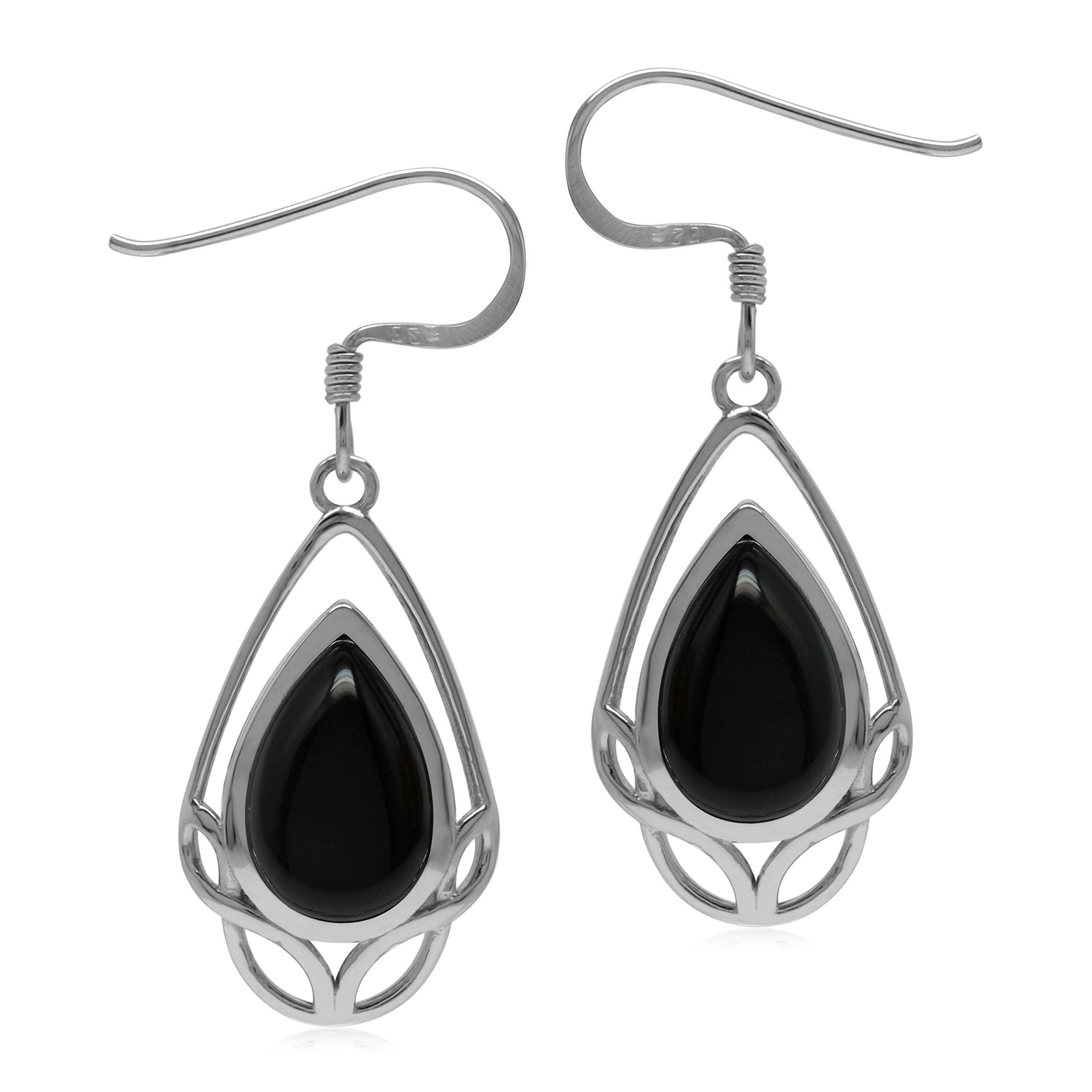 Natural Black Onyx 925 Sterling Silver Celtic Knot Weave Dangle Drop Earrings for Women - Handmade Boho Jewelry Gift for Birthday, Anniversary & Special Occasions - Perfect for Weddings, Parties & Everyday Wear