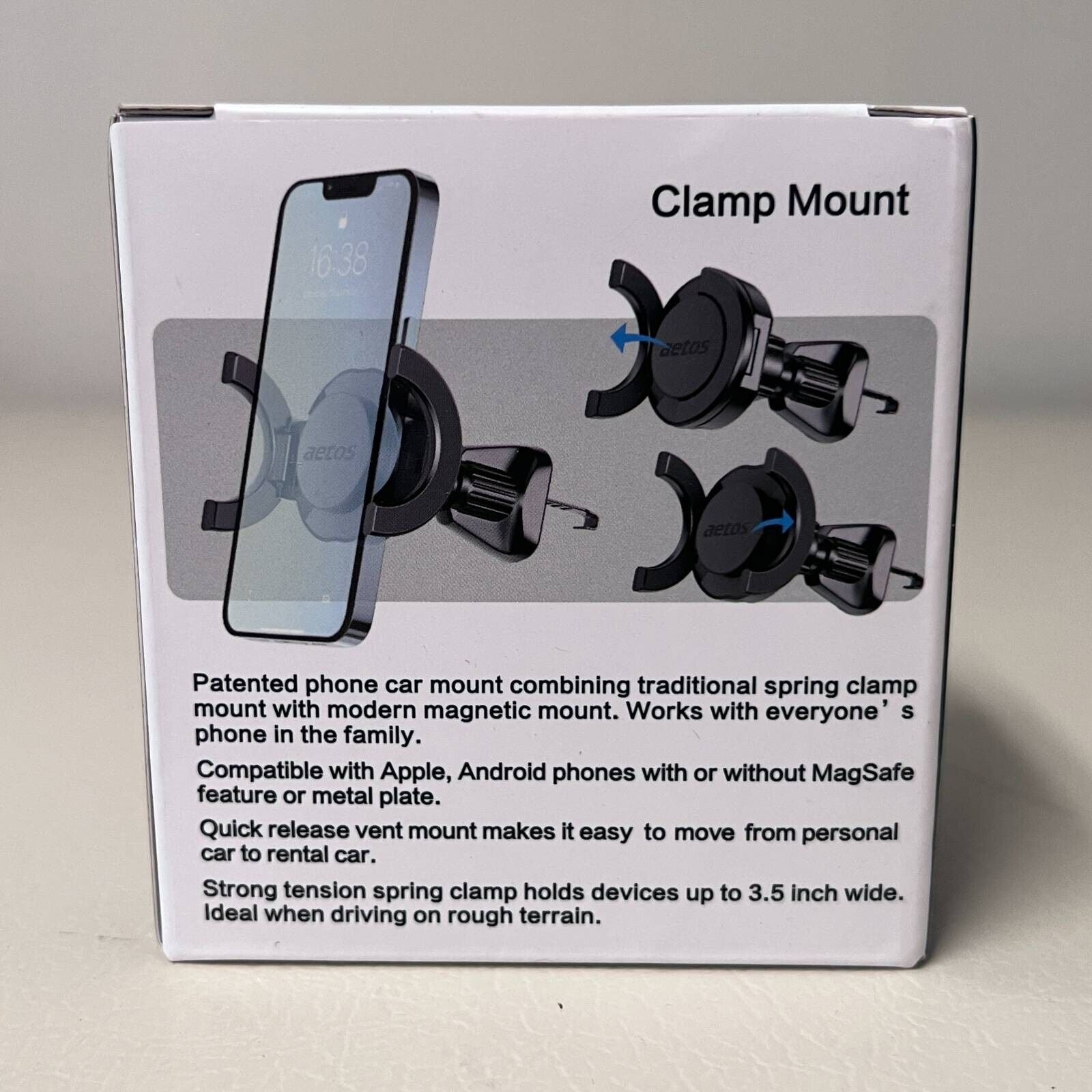 Aetos Universal 3-in-1 Magnetic Phone Holder for Car - Air Vent, Dashboard & Windshield Mount - Compatible with MagSafe iPhones & Android Phones | Perfect for Driving, Navigation & Hands-Free Calling