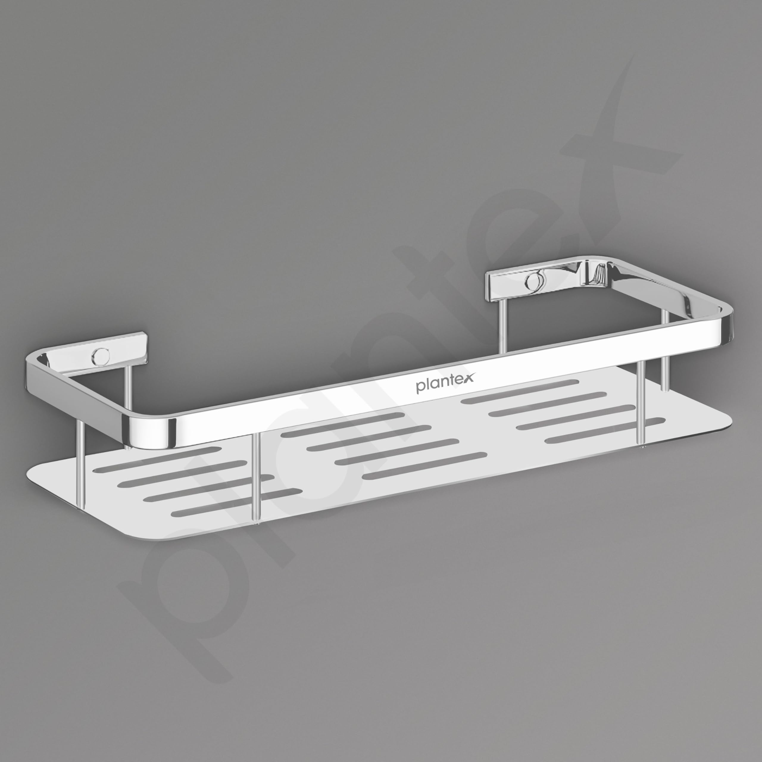 Plantex 304 Stainless Steel Bathroom & Kitchen Shelf Rack - 15x5 Inches Chrome Finish - Rustproof Storage Organizer for Bathroom Accessories, Shower Caddy & Kitchen Supplies