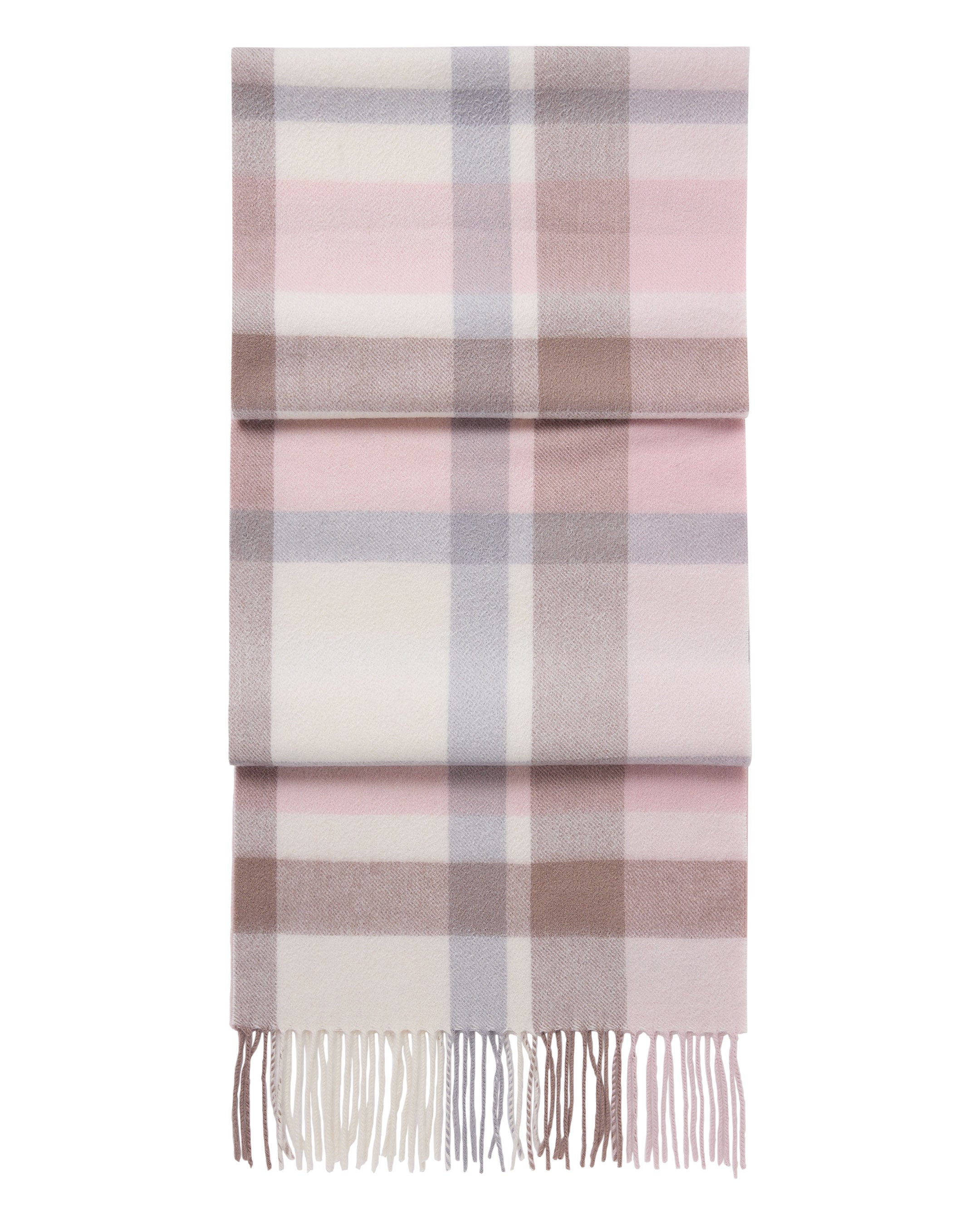 Luxury Women's Cashmere Check Scarf - Soft Pink & Grey Plaid Winter Wrap - Perfect for Cold Weather, Office & Holiday Gifts