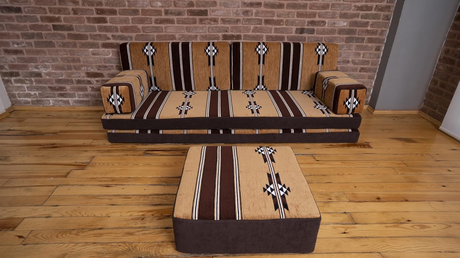 Luxury Large Arabic Sofa Set with Floor Cushions & Backrest Pillows - 8