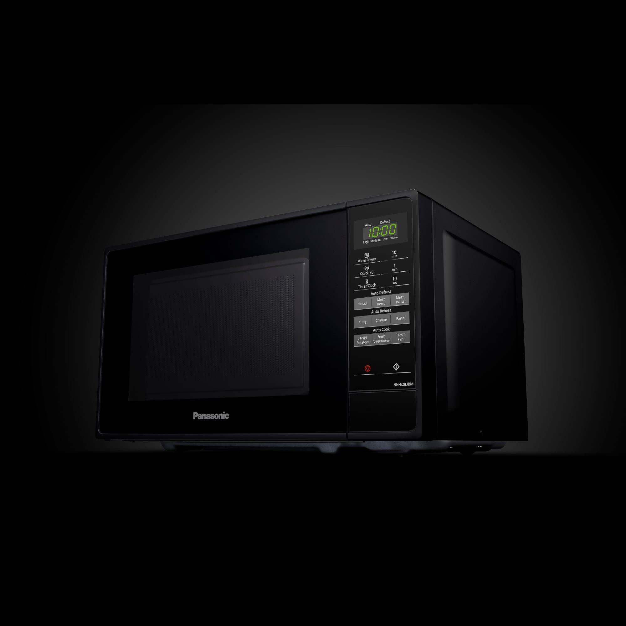Panasonic NN-E28JBMBPQ 800W Compact Solo Microwave Oven with Turntable - 20L Capacity, Black - Perfect for Small Kitchens, Dorms & Office Break Rooms