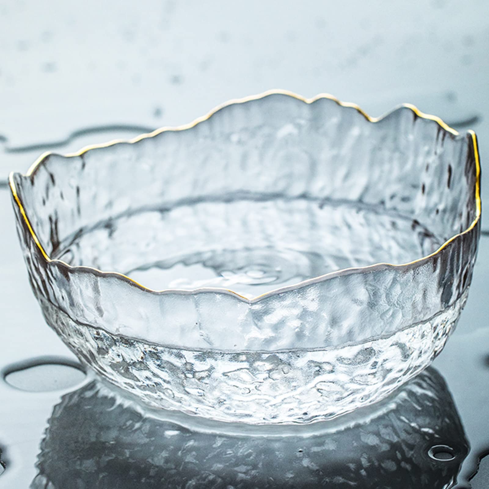 Clear Glass Salad Bowls for Kitchen, Pasta & Snacks - Irregular Shape