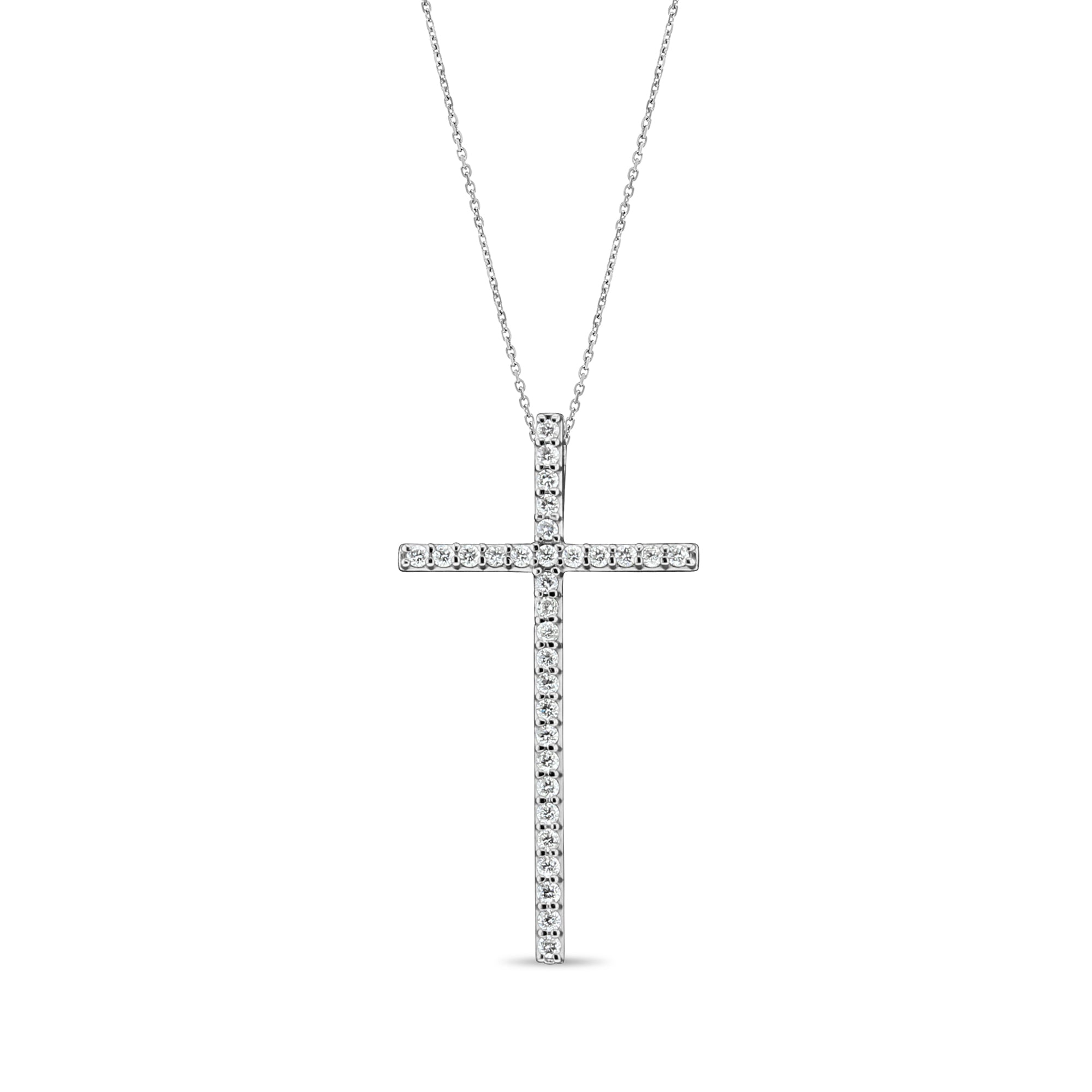 1 Carat Elegant Thin Diamond Cross Pendant Necklace for Women - Perfect for Weddings, Anniversaries & Special Occasions