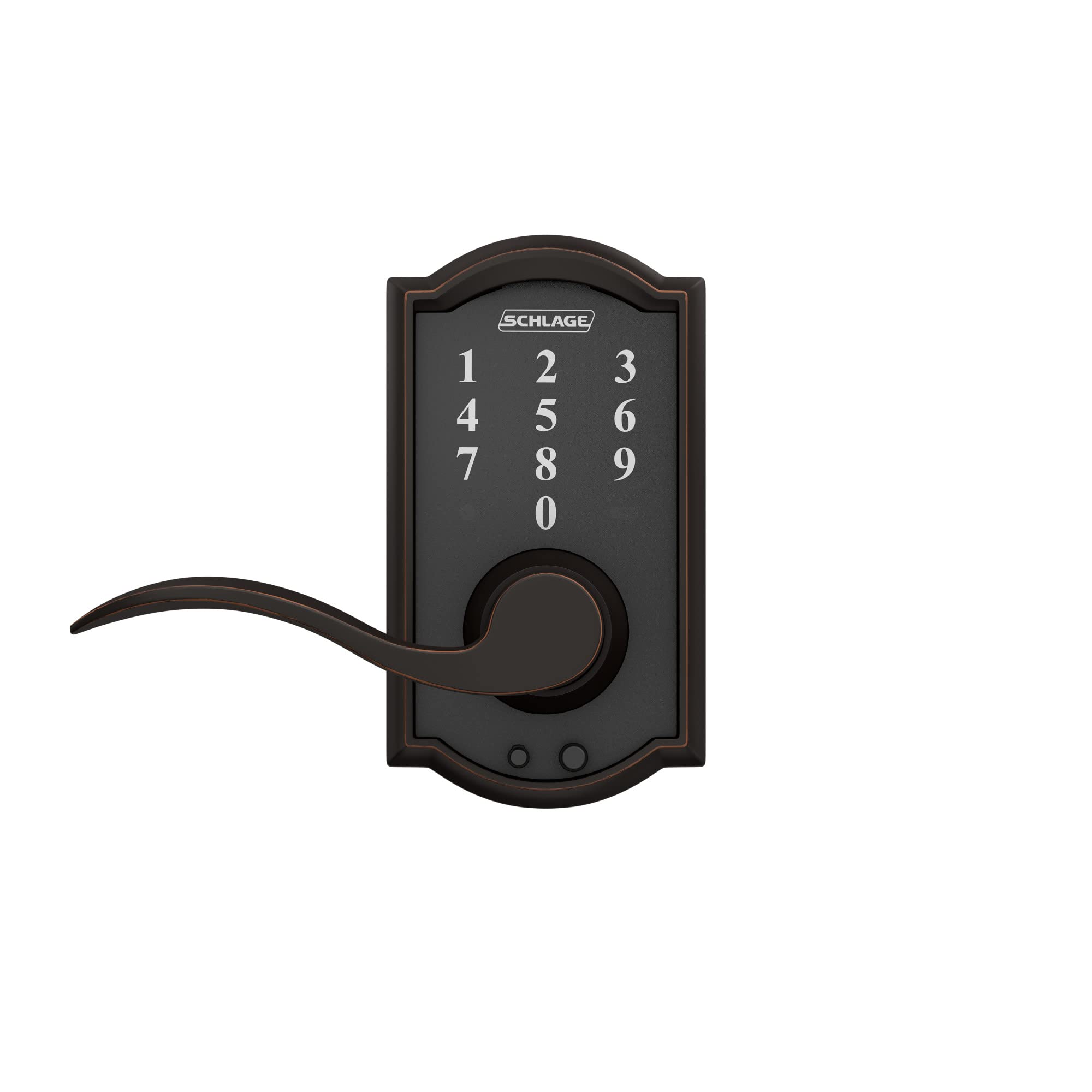 Schlage FE695 CAM 716 ACC Touchscreen Keyless Entry Deadbolt Lock - Aged Bronze Finish, Smart Home Security for Front Doors, Back Doors & Apartments | Easy Keyless Access & Modern Home Protection