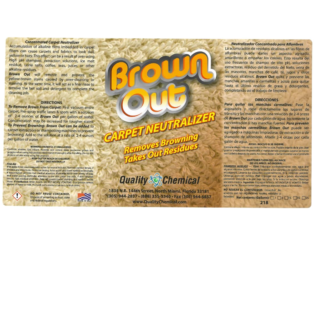 Premium Brown Out Carpet Stain Remover & Cleaner Solution - 128oz (4 Pack) | Heavy Duty Carpet Shampoo for Machines, Rugs & Deep Cleaning | Ideal for Pets, Spills & High Traffic Areas