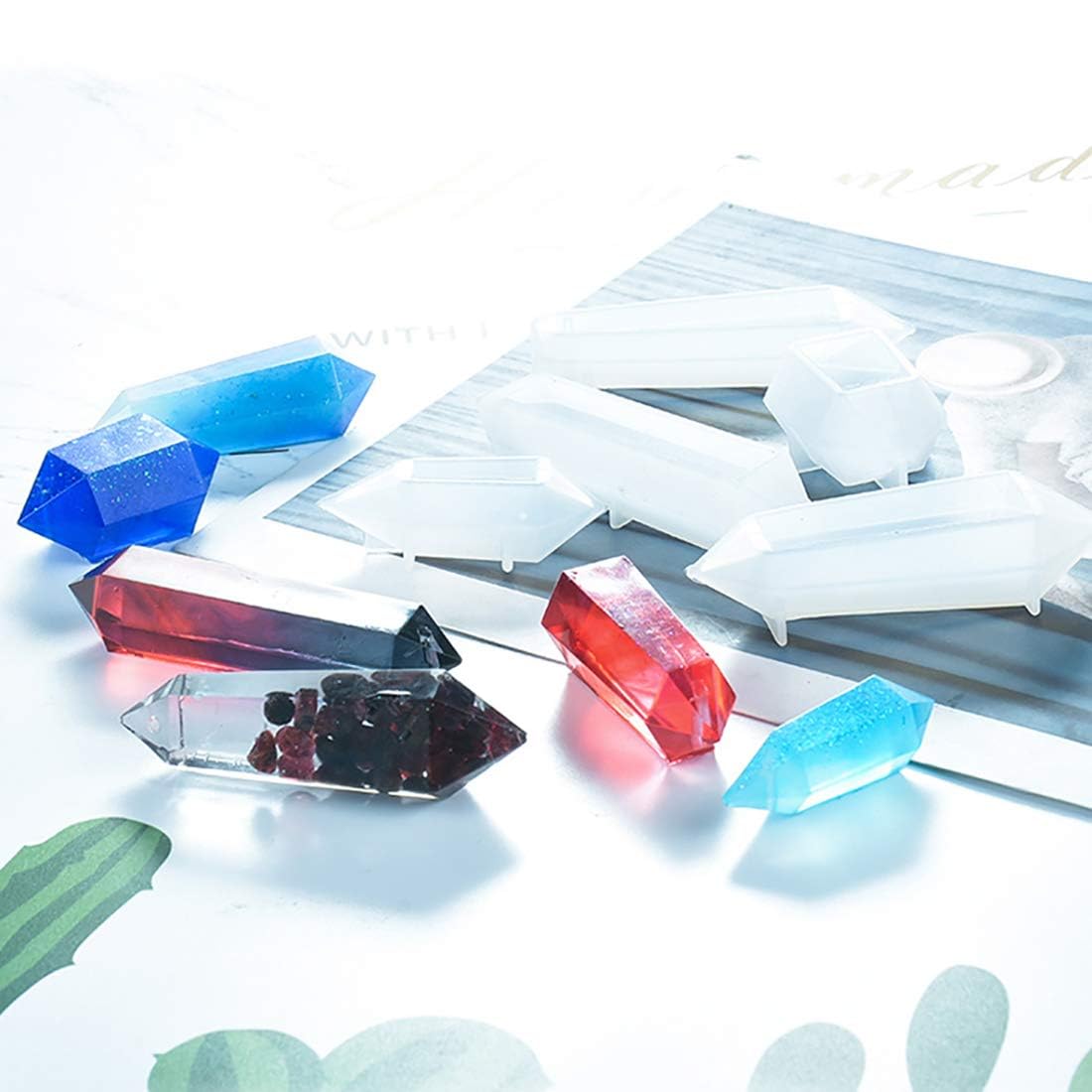 FineInno 5-Piece Pendulum Resin Molds Set - Multi-Faceted Quartz Crystal Casting Molds for Epoxy Resin Jewelry Making - DIY Silicone Molds for Necklaces, Pendants & Crafts - Perfect for Crystal Healing, Home Decor & Gift Making