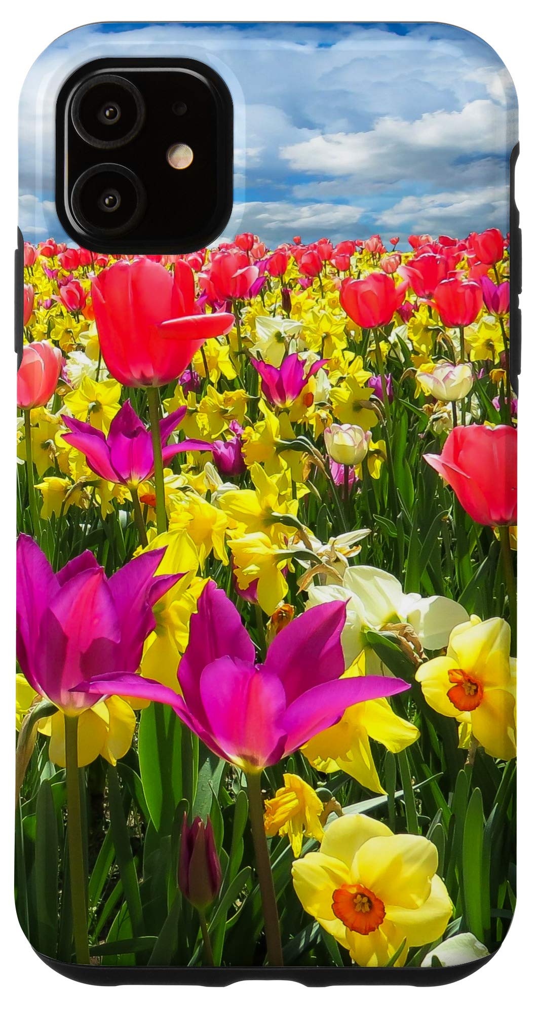 Premium iPhone 11 Case with Spring Tulips & Daffodils Floral Design - Slim Protective Phone Cover for Women & Girls - Perfect for Spring Outings, Picnics & Everyday Use