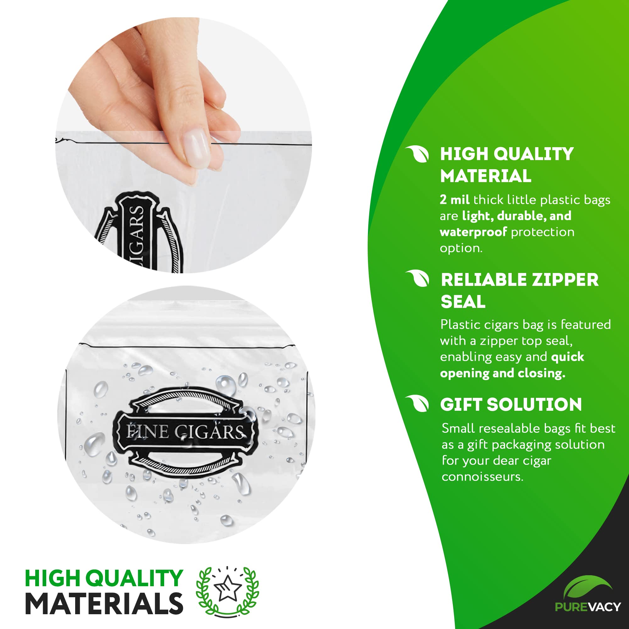 5x10 Clear Plastic Cigar Bags - Pack of 1000, 2 Mil Thick, Tamper-Proof & Reclosable Zipper Bags for Premium Cigar Storage | Perfect for Humidors, Travel & Gift Packaging