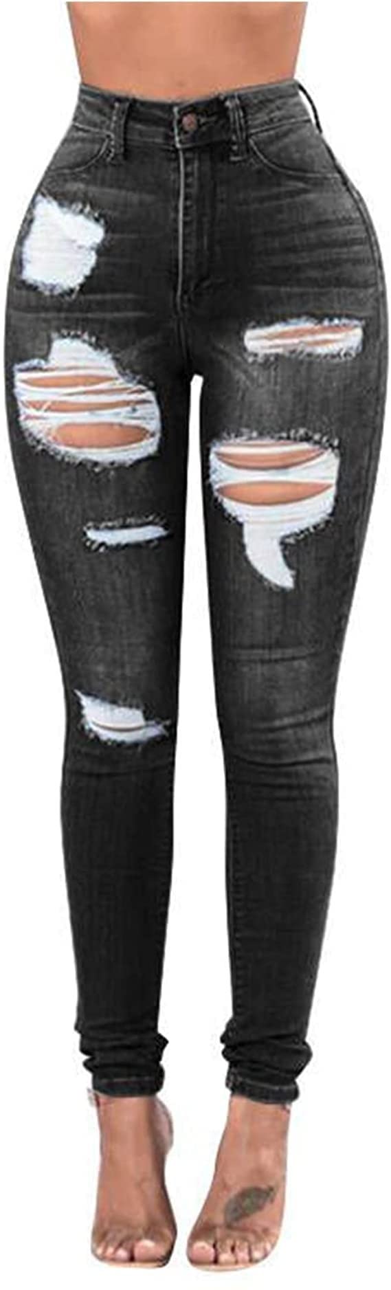 Women's Skinny Jeans - Stretch Slim Fit High Waist Drainpipe Denim Pants for Everyday Wear & Casual Outfits