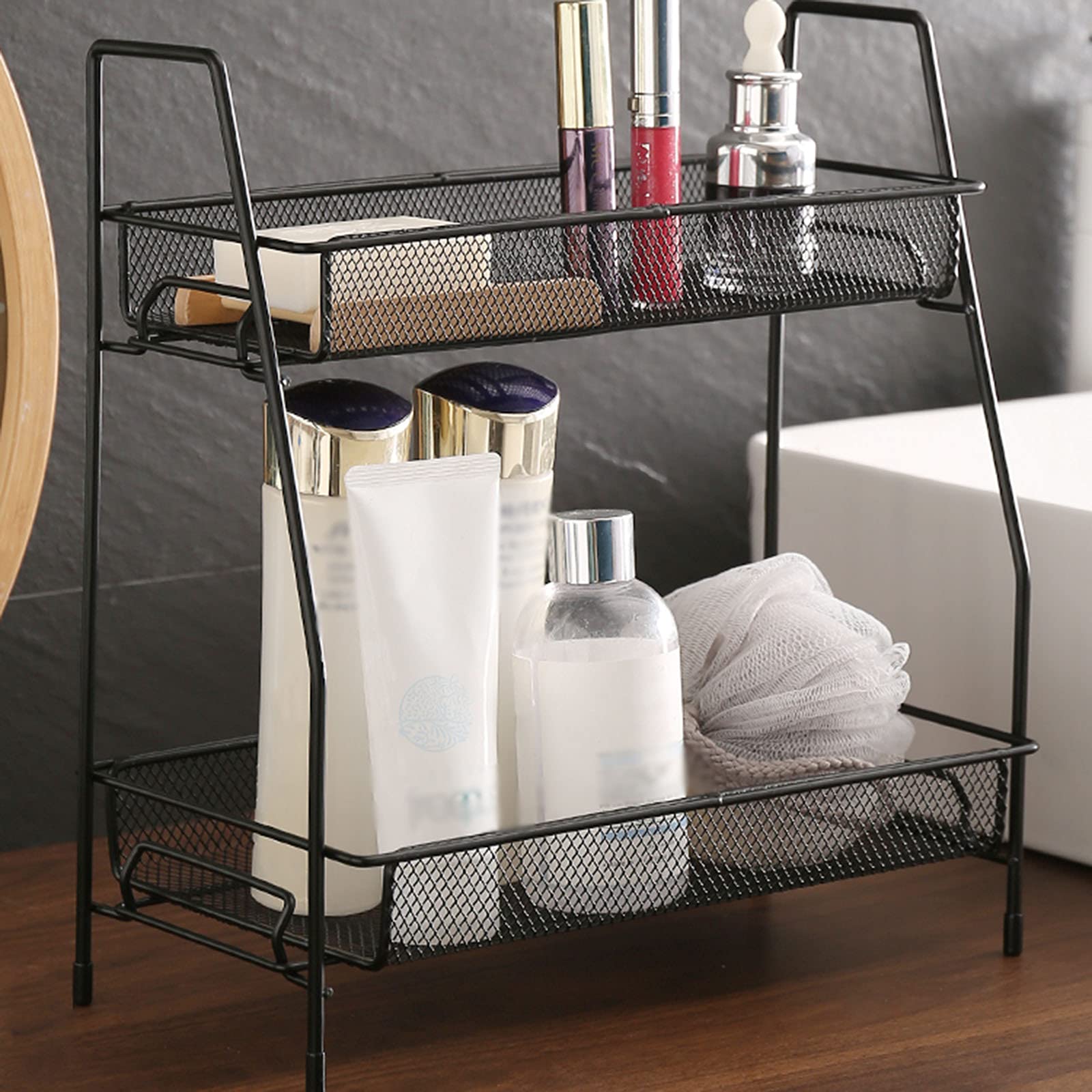 WDBBY 5-Tier Metal Wire Shelving Unit - Sturdy Home Storage Rack for Kitchen, Bathroom & Office | Space-Saving Organizer for Makeup, Spices, Books & More | Rust-Resistant Multi-Purpose Display Shelf (Black)