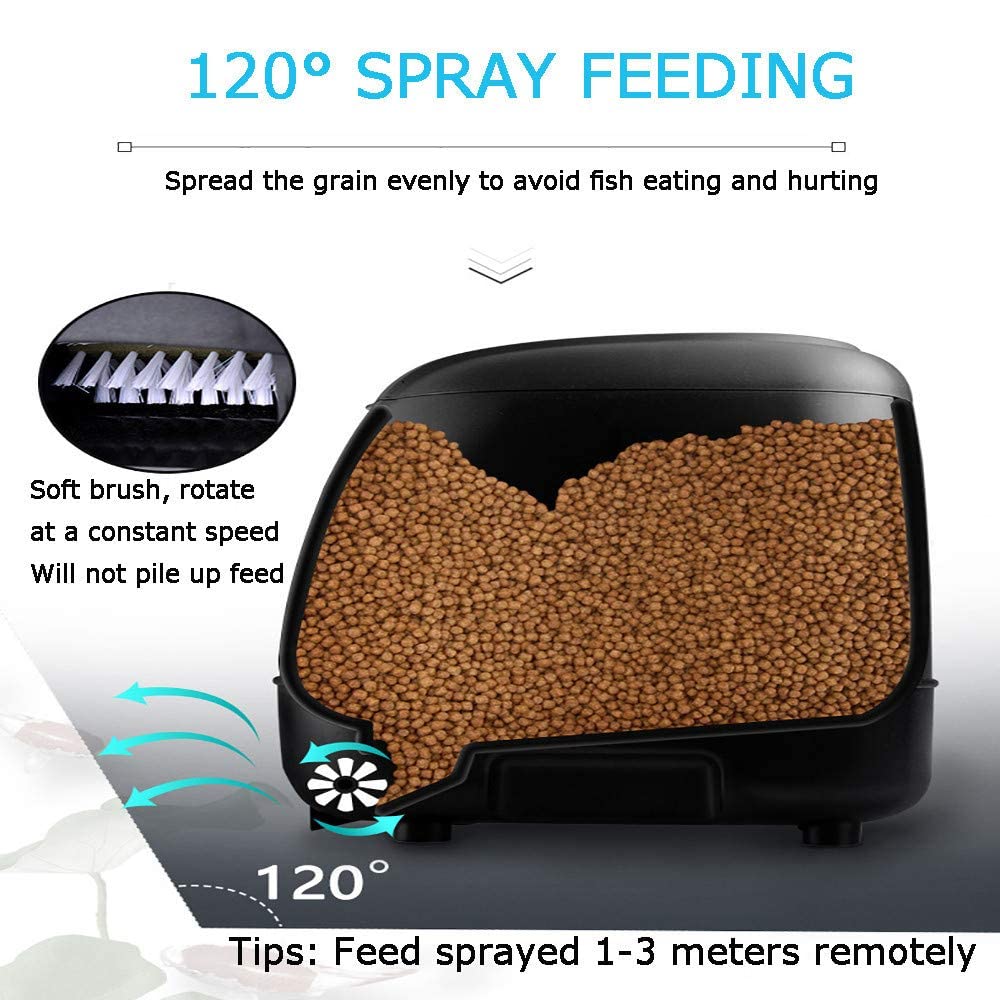 10L Automatic Fish Feeder with Timer - High Capacity Directional Fish Food Dispenser for Outdoor Garden Ponds & Aquariums - Perfect for Vacation Care & Daily Feeding (Black)