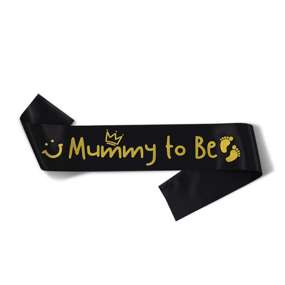 Black Mummy Sash for Baby Shower & Gender Reveal Party - Future Mom Decorations & Party Favors - Perfect for Maternity Photos, Celebrations & Pregnancy Announcements