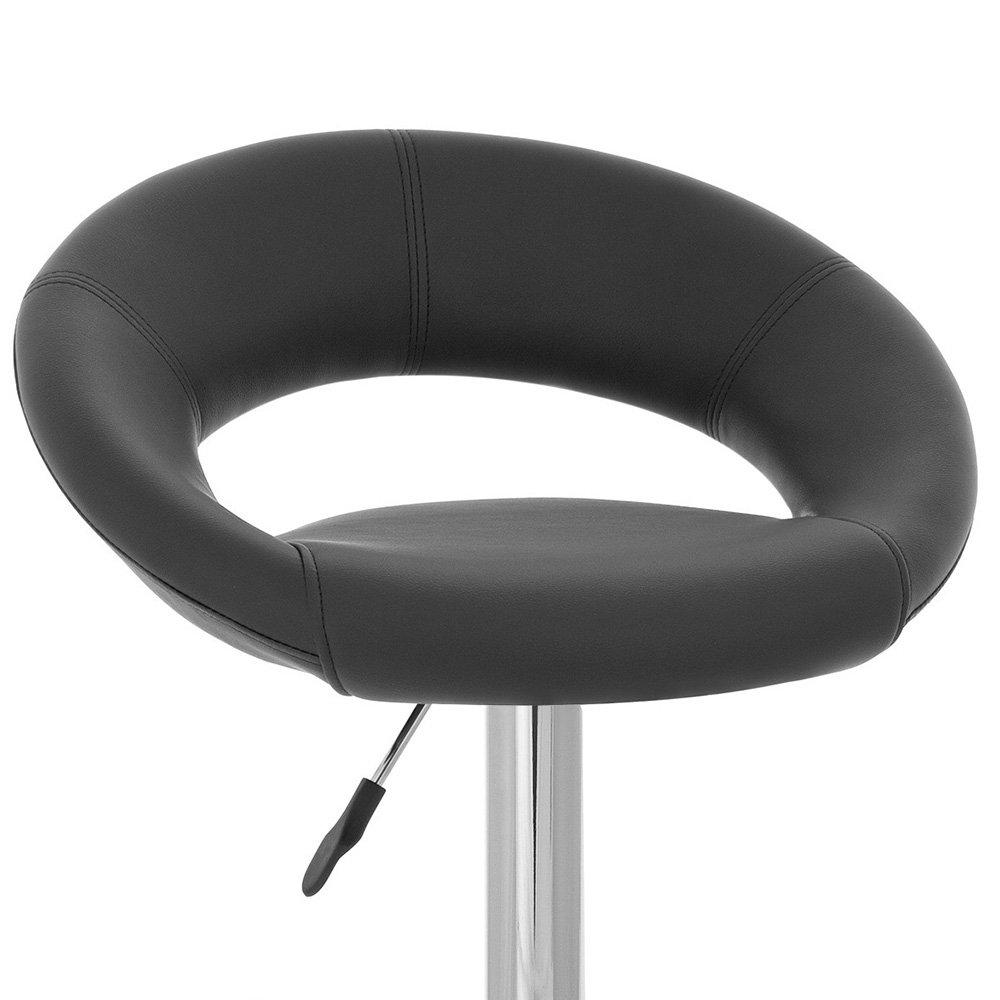 Rho Leather Modern Adjustable Height Bar Stool - Black Licorice, Perfect for Kitchen Island & Home Bar