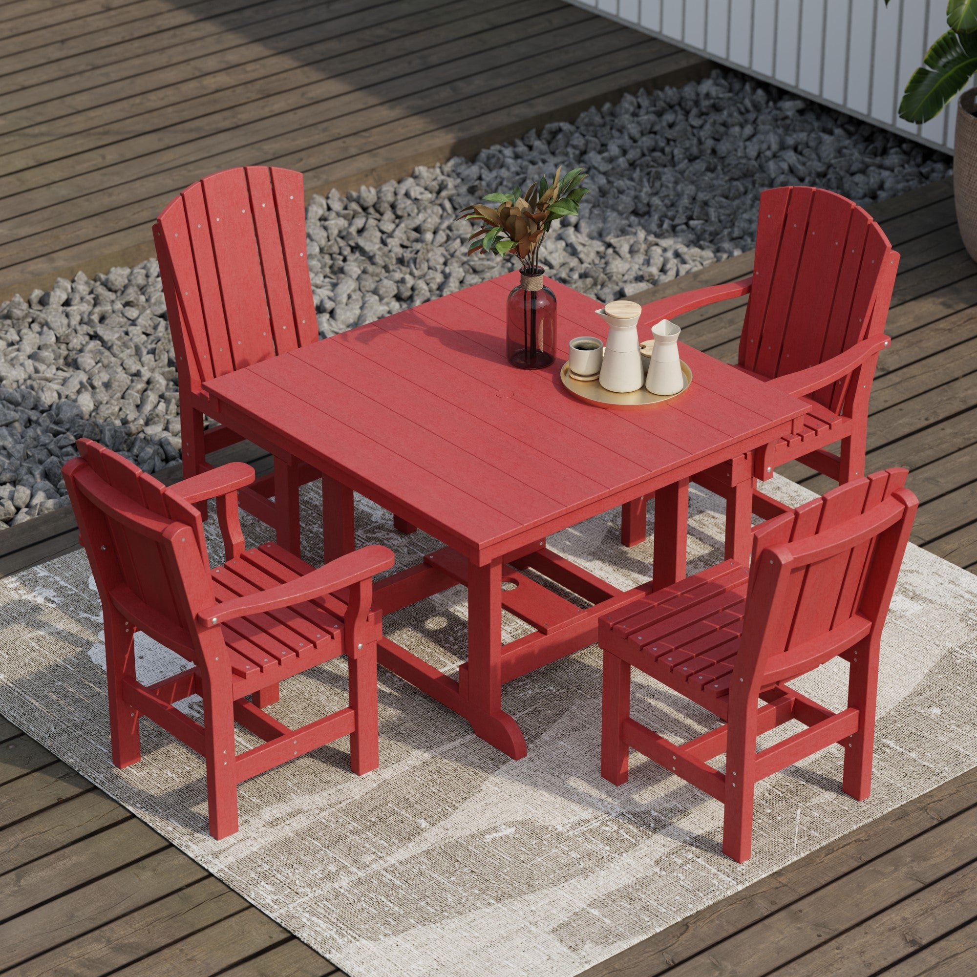 Heritage 5-Piece 44x44 Inch Square Outdoor Dining Set with Cushions - Perfect for Patio, Garden, and Backyard Entertaining