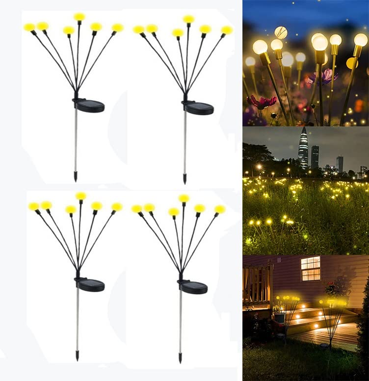 WUTTLE 10 LED Solar Swaying Firefly Lights - Waterproof Starburst Garden Lights for Yard, Patio, Pathway Decoration | Outdoor Landscape Lighting for Backyard, Lawn, Deck, Walkway