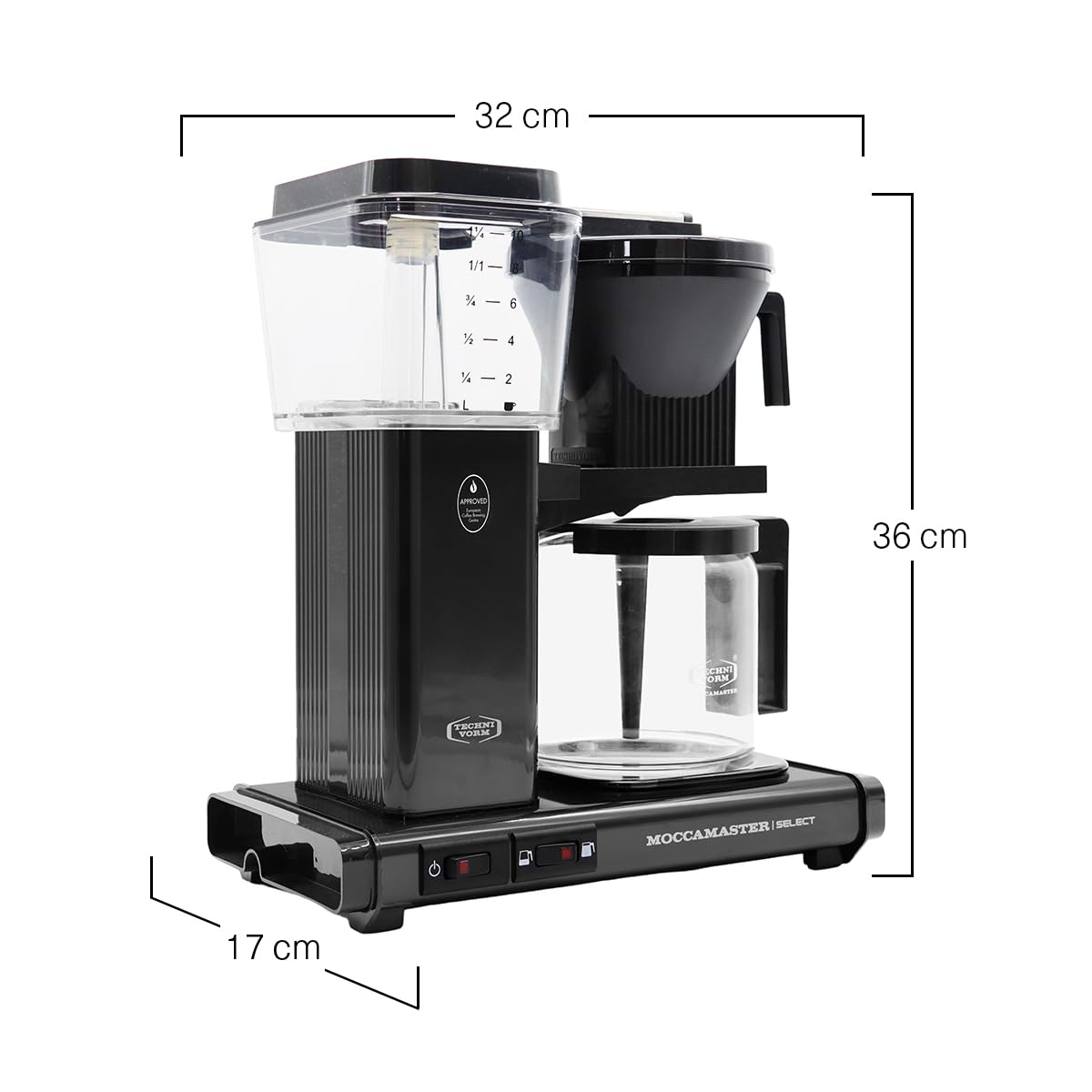 Moccamaster KBG Select Coffee Maker - 1.25L Black Drip Filter Coffee Machine for Home & Office Use