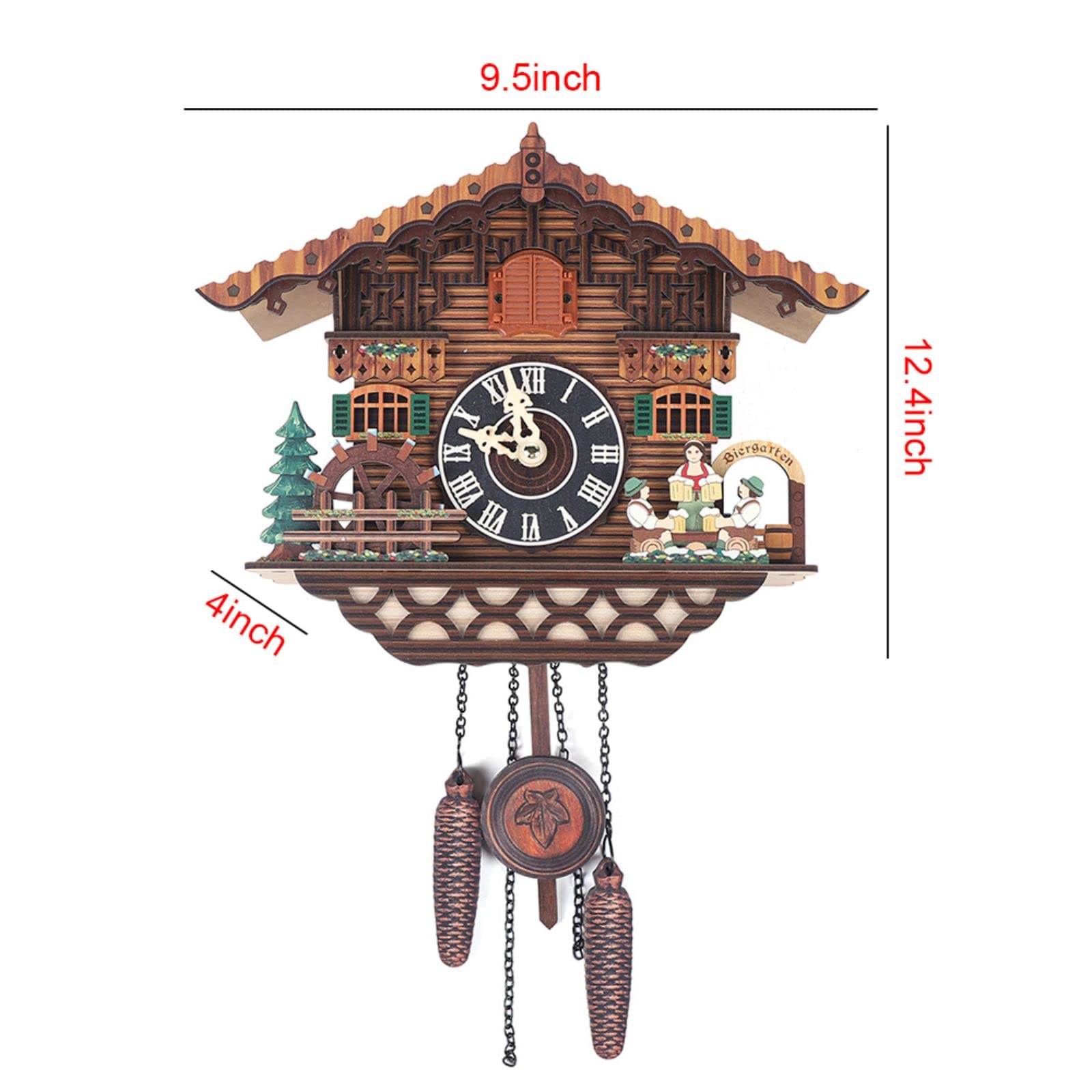 Eapmic Quartz Chalet Black Forest House Clock - Antique Handcrafted Wooden Pendulum Wall Clock with Swing Mechanism for Home & Office Decor | Perfect for Living Room, Bedroom, Kitchen & Cabin Style Interiors