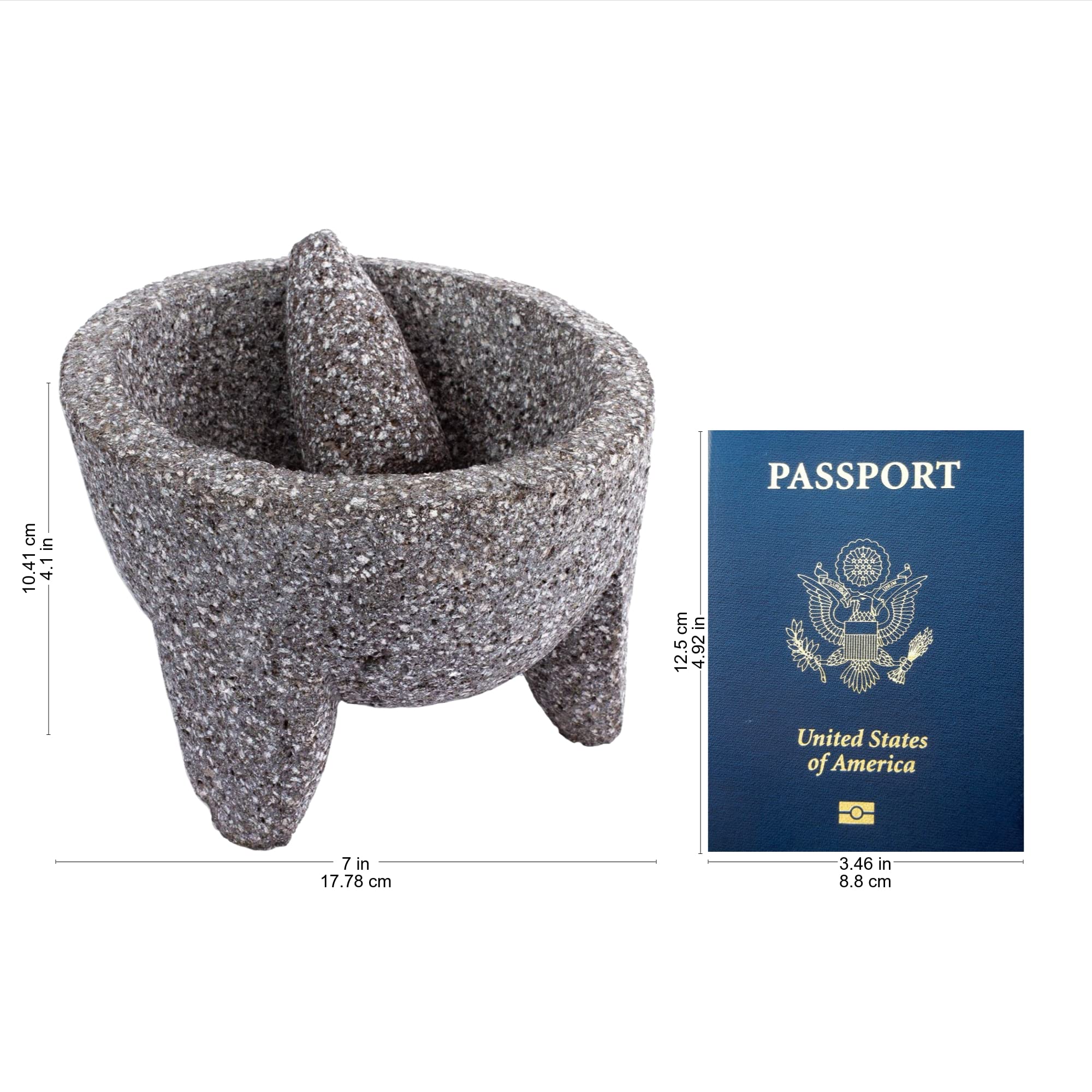 Handmade Basalt Molcajete - Traditional Mexican Stone Mortar & Pestle | Authentic Mexican Kitchenware for Guacamole, Salsa & Spices | Perfect for Home Cooking & Mexican-Themed Dinner Parties