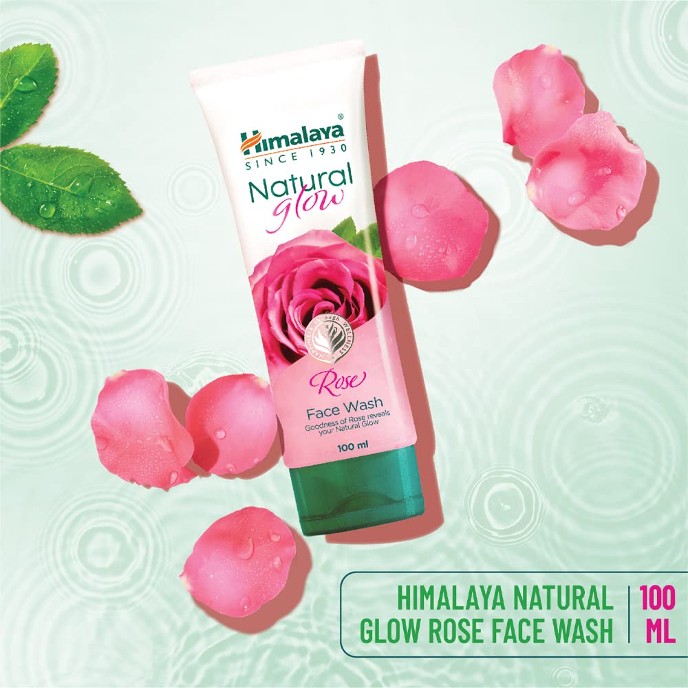 Himalaya Natural Glow Rose Face Wash - 100ml for Radiant Skin | Gentle Cleanser with Rose Extracts | Perfect for Daily Skincare Routine & Sensitive Skin Care