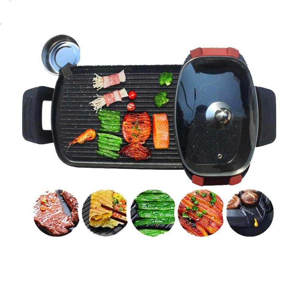 NFY Multifunctional Electric Grill - Large Capacity BBQ Grill with Dual-Control Non-Stick Baking Pan, Smokeless Indoor/Outdoor Electric Wok for Home Cooking, Camping & Parties