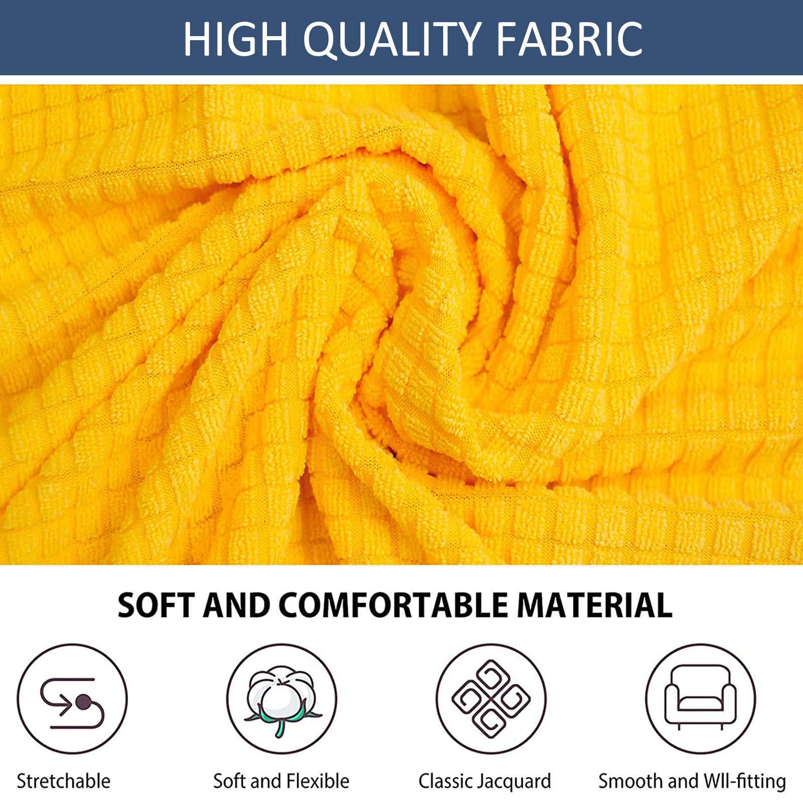 Stretch Wingback Chair Slipcover Set of 4 - Soft Plaid Dining Room & Bedroom Chair Protector Covers for Kids - Yellow | Perfect for Home Decor, Dining Chairs, and Accent Seating