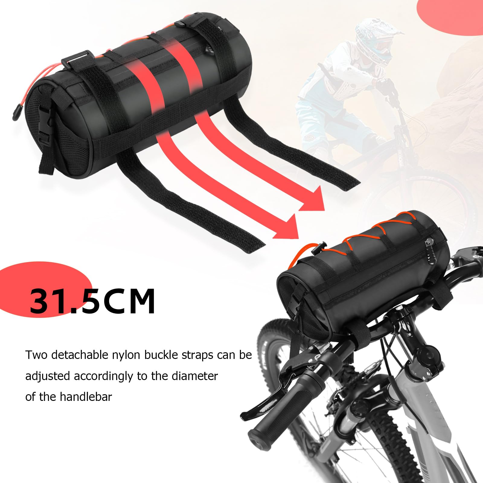 **Waterproof Handlebar Bike Bag - Large Capacity Frame Storage Bag with Shoulder Strap for Mountain & Road Bicycles | Perfect for Commuting, Cycling Trips & Outdoor Adventures (Red)**