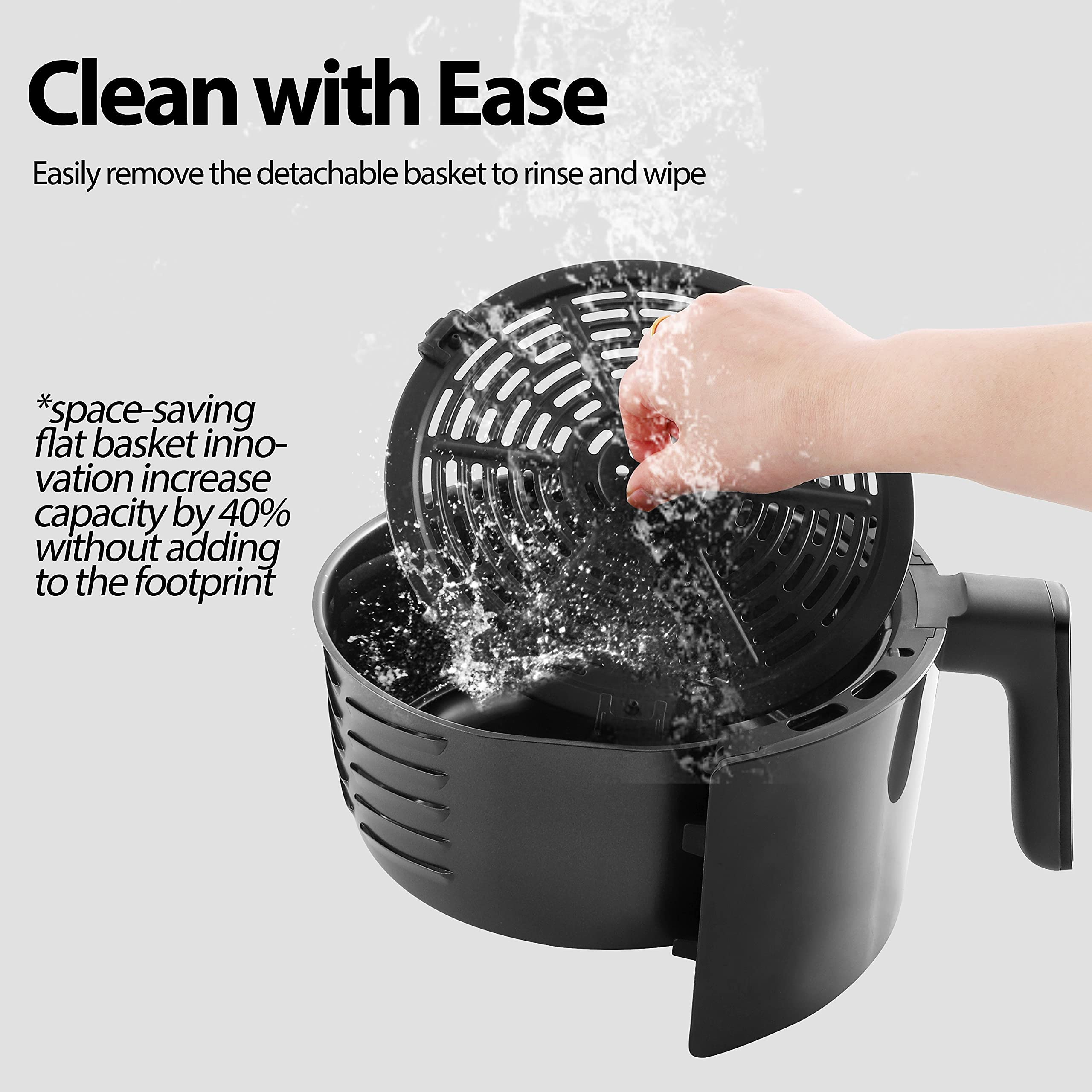 JKM 4.7 Quart Air Fryer - 1500W Mechanical Air Fryer Oven with Adjustable Temperature & Timer, Oil-Free Cooking, Auto Shut Off, Black - Perfect for Healthy Frying, Baking, Roasting for Family Meals & Parties