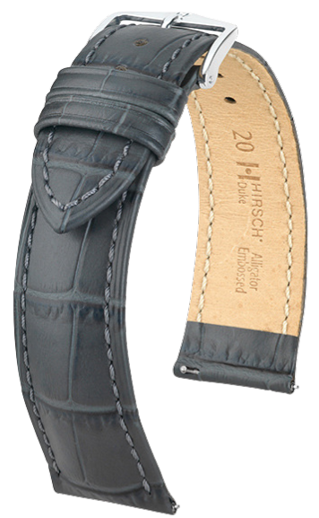 Hirsch Duke Grey 22mm Genuine Leather Watch Band - Premium Replacement Strap for Smartwatches & Traditional Watches | Perfect for Business, Casual & Outdoor Activities