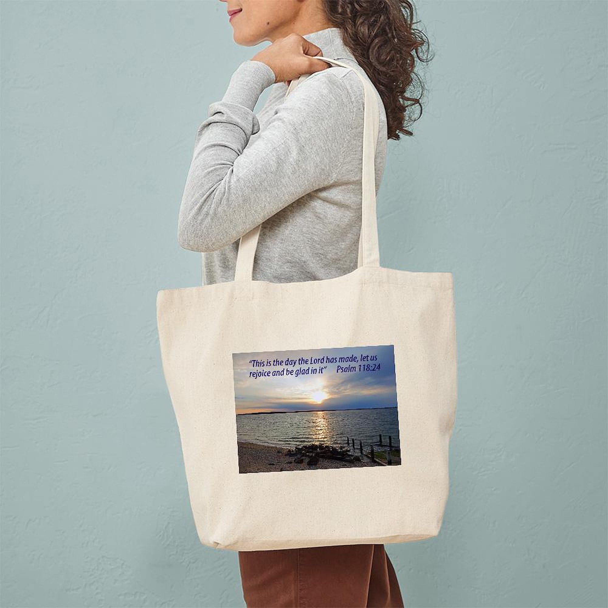 Christian Tote Bag - 'This Is The Day The Lord Has Made' Inspirational Canvas Shopping Bag | Reusable Grocery Tote for Church, Bible Study & Daily Errands