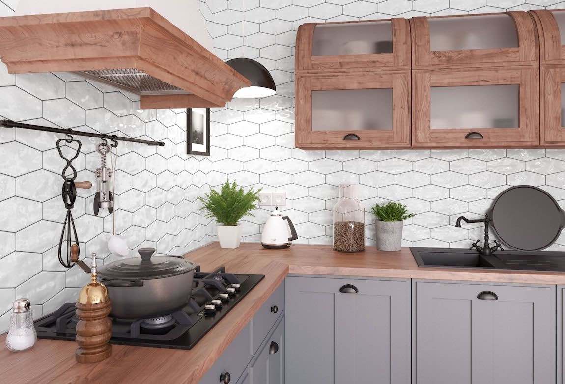 Hexagon Tile Glossy White 4x8 Inch Long - Peel and Stick Backsplash for Kitchen, Bathroom, and Shower Walls - Waterproof Self-Adhesive Wall Tiles for Home Decor