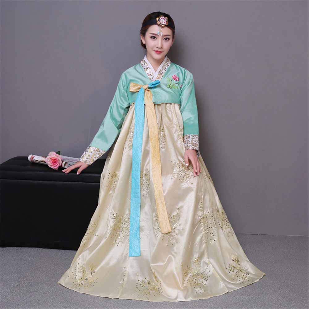Korean Traditional Hanbok Dress for Women - Long Sleeve Palace Style Hanboks Costume for Wedding, Dance & Cosplay | Perfect for Cultural Events, Festivals & Special Occasions