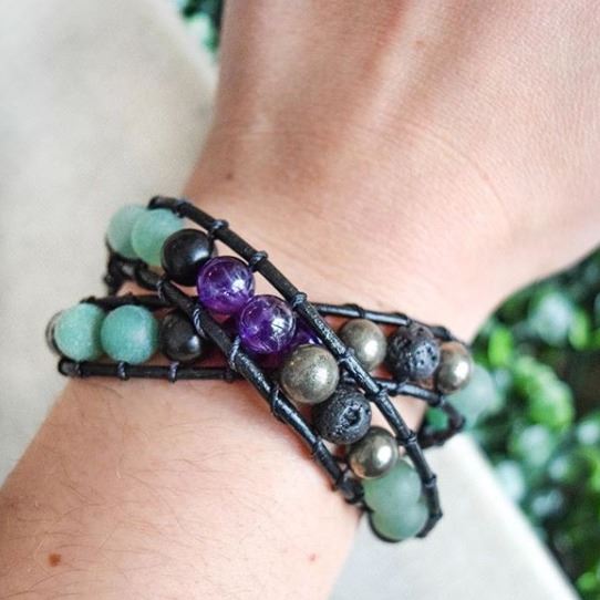 Amethyst Wrap Bracelet - Natural Crystal Healing Jewelry for Women, Adjustable Choker Style, Aromatherapy & Stress Relief - Perfect for Meditation, Yoga & Spiritual Gifts