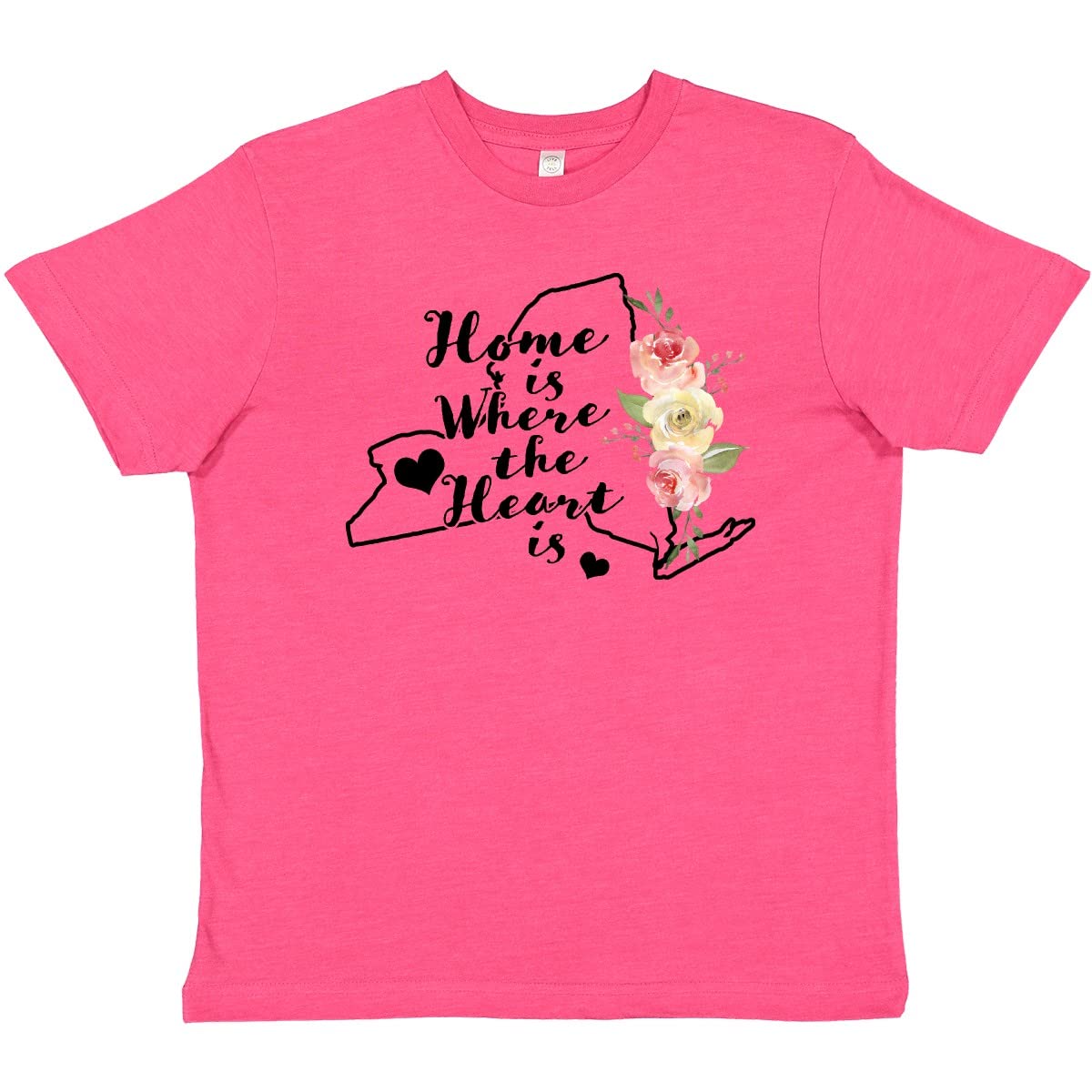 Inktastic New York Home is Where The Heart is Watercolor Youth T-Shirt - Soft Cotton Tee for Boys & Girls, Trendy Graphic Casual Wear for School, Travel & Family Outings
