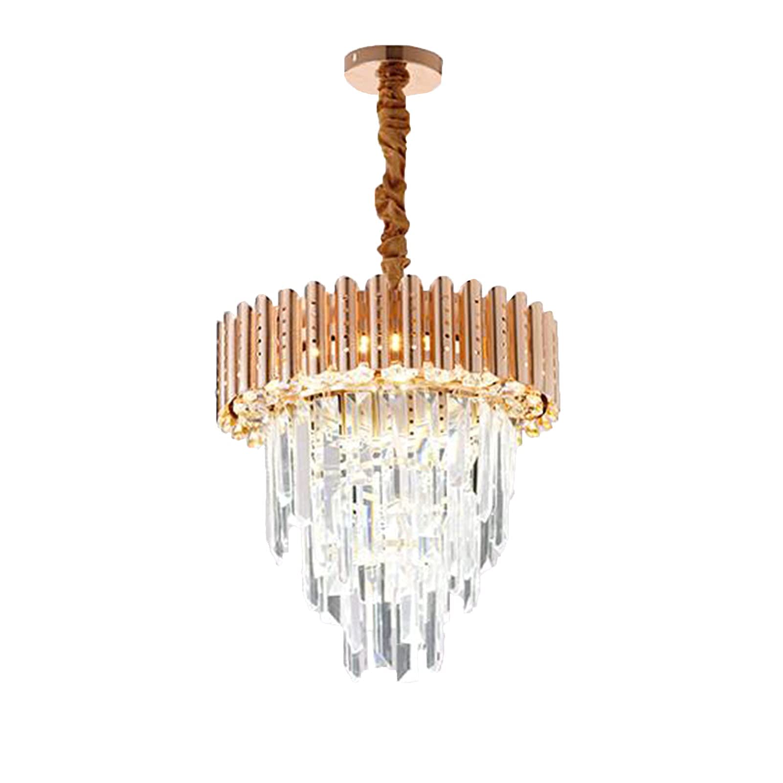 Modern LED Crystal Chandelier - Gold Round Hanging Light Fixture for Dining Room & Bathroom | Waterproof Raindrop Design for Pool Table & Indoor Decor | Energy Saving Dimmable Ceiling Lamp