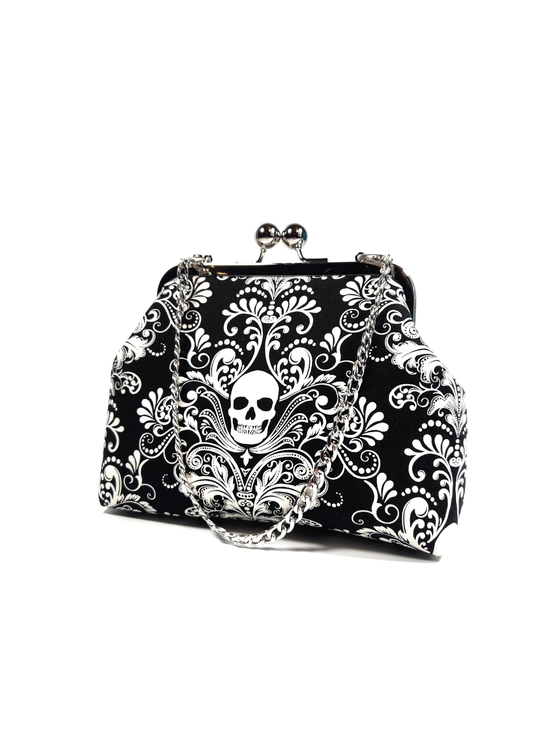 Gothic Glow in the Dark Clutch Bag - Vintage Kisslock Evening Purse for Women | Goth Party Accessory, Halloween Costume, Cosplay, Night Out & Special Occasions