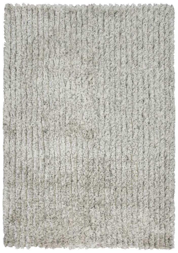 Gatney Rugs Explorer Shag Area Rug - Soft Plush White Striped Design - 7'6