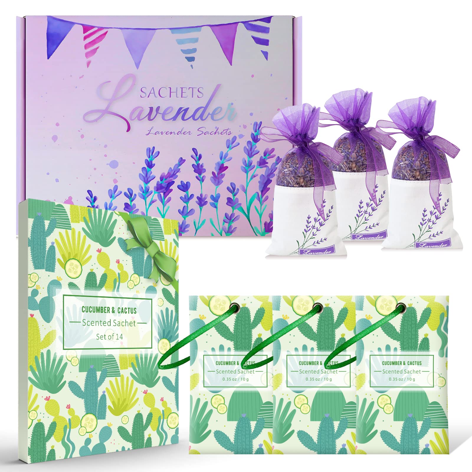 Lavender Scented Sachets for Drawers & Closet - Natural Home Fragrance Sachet Bags Gift Set for Wardrobe, Luggage & Car Freshener - Relaxing Aromatherapy Scented Pouches for Home & Travel