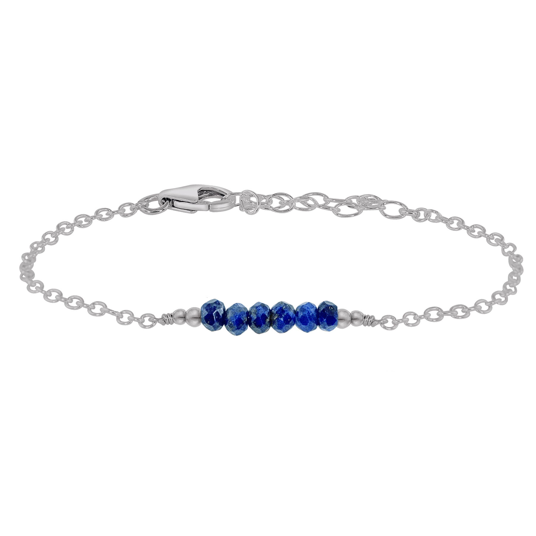 Sparkling Blue Lapis Lazuli Gemstone Faceted Bead Bar Bracelet for Women - Handmade Adjustable Healing Crystal Jewelry for Meditation, Yoga & Spiritual Gifts