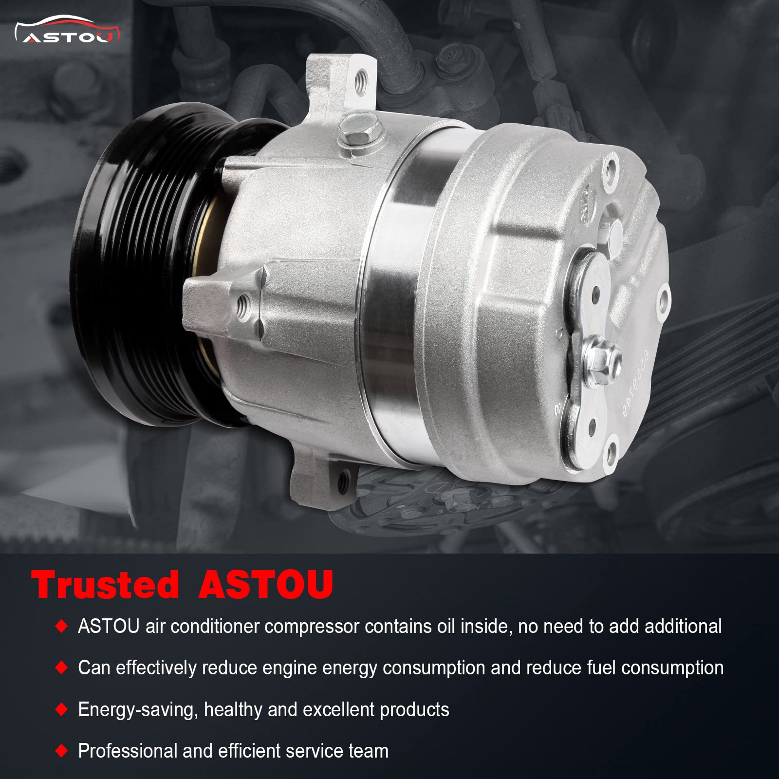 Chevrolet S10 2.2L & GMC Sonoma 2.2L AC Compressor & Clutch Kit (1998-2003) - Replacement for Isuzu Hombre 2.2L (1998-2000) - Replaces 20446C - Perfect for Summer Cooling & Auto AC Repair