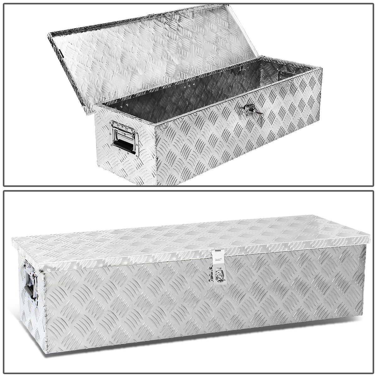Auto Dynasty 39 x 13 x 10 Inches Aluminum Pickup Truck Bed Tool Box with Key Lock - Secure Storage for Tools, Equipment & Cargo | Perfect for Trucks, Trailers & Work Vehicles