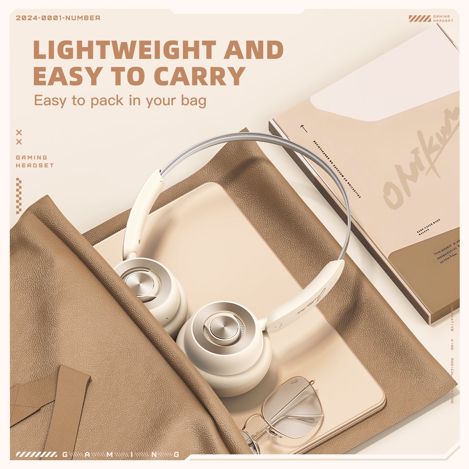 ONIKUMA GT820 Wireless Bluetooth Headphones - Lightweight Over-Ear Gaming Headset with Mic for PC, PS5, Xbox - Perfect for Gaming, Music & Online Classes