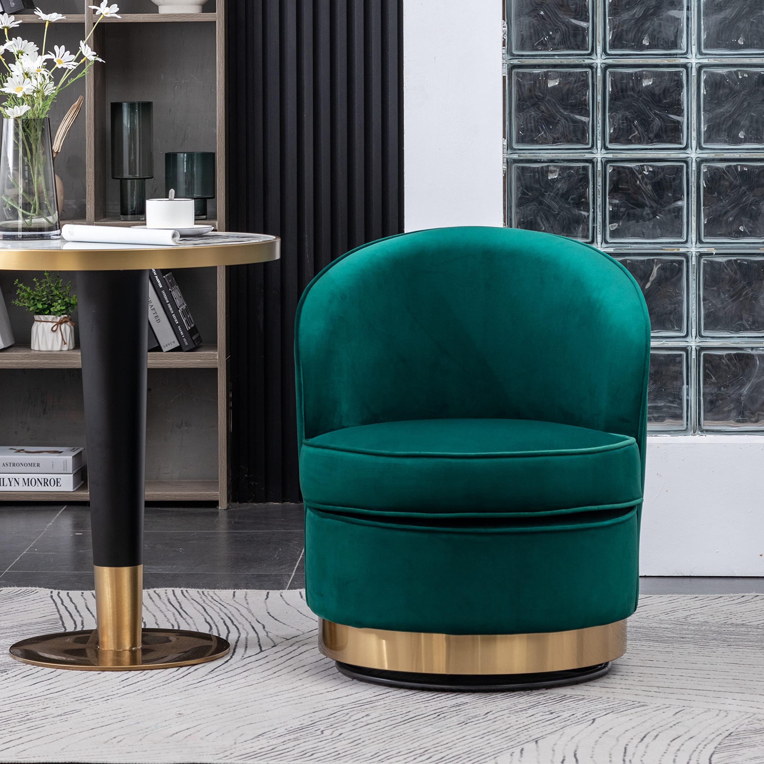 Roundhill Furniture Wania Accent Table with Chair - Modern Green Side Table for Living Room, Bedroom, or Office Decor