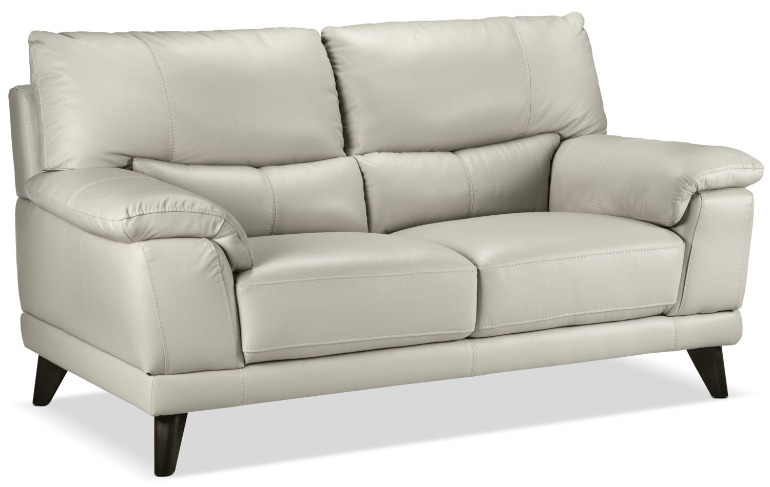 Braylon Leather Loveseat Sofa - Silver Grey | Modern Faux Leather Small Couch for Living Room, Apartment & Office | Comfortable 2-Seater with Sturdy Frame