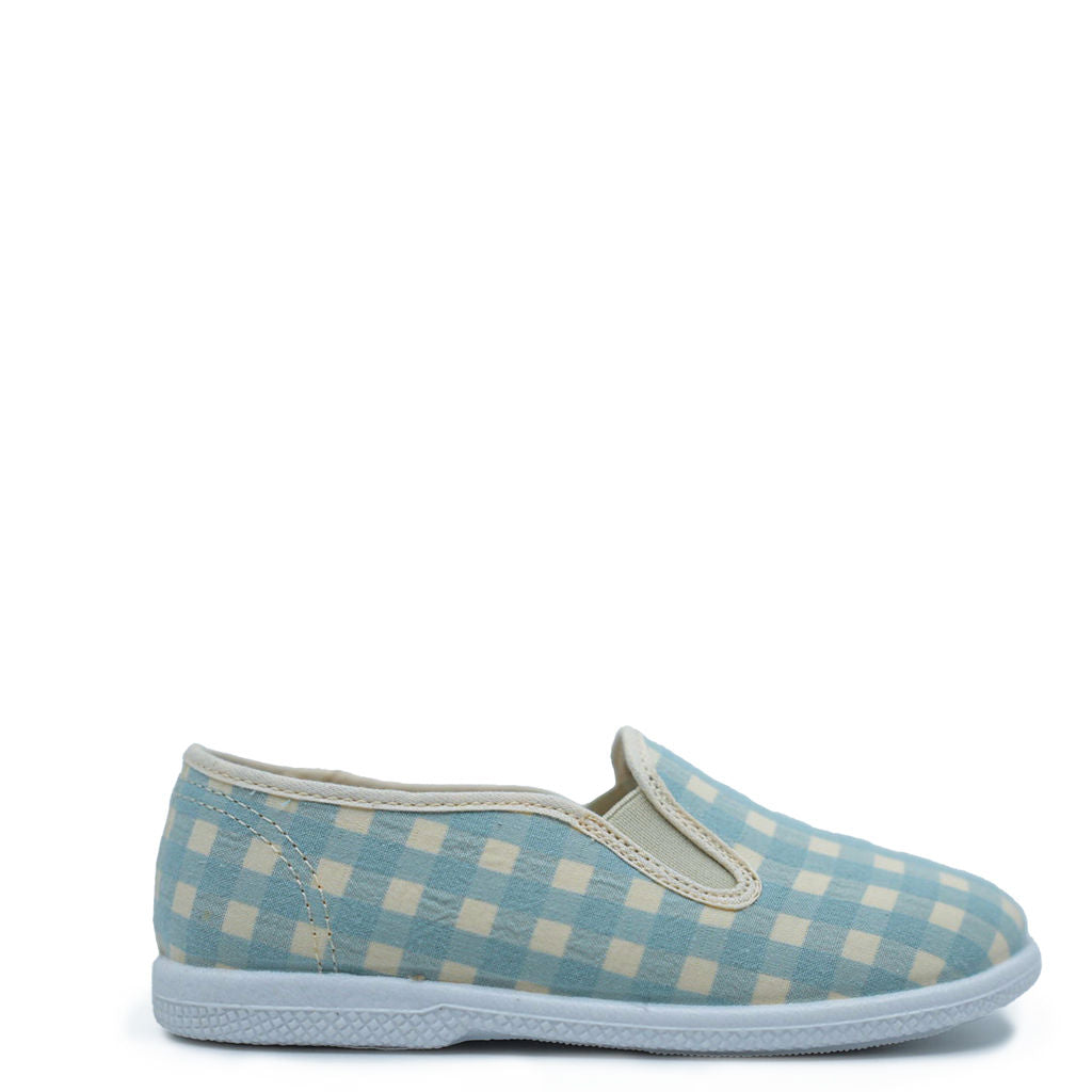 Pepe Light Blue Gingham Slip On Shoes - Comfortable Casual Loafers for Men & Women | Perfect for Summer, Beach, and Everyday Wear