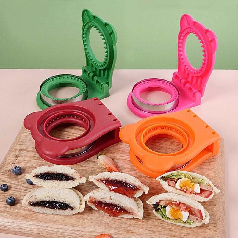 Stainless Steel Uncrustable Sandwich Maker for Kids - Bread Cutter & Sealer with Cleaning Brush & 12 Silicone Cupcake Liners (Orange) | Perfect for School Lunches, Picnics & Quick Snacks