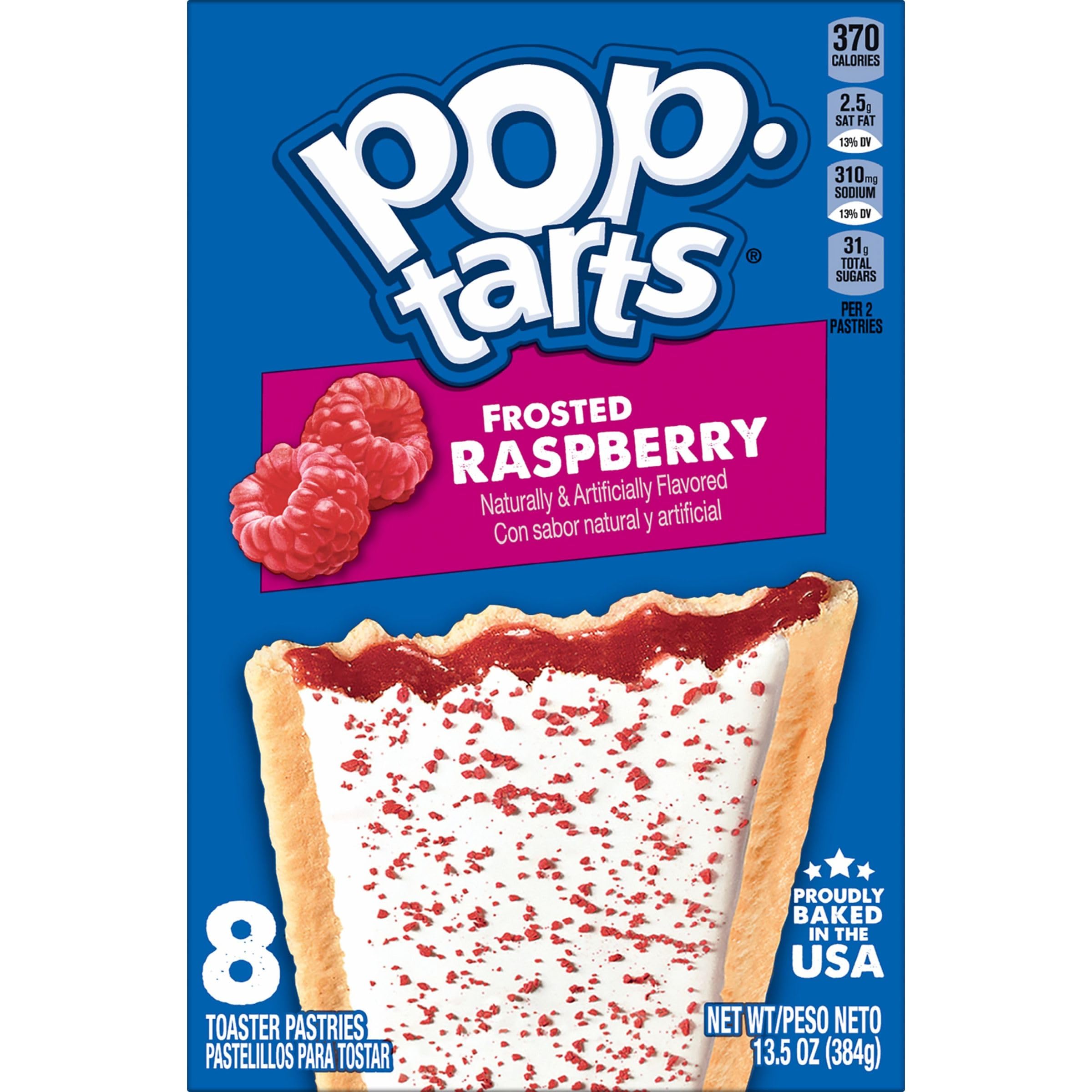 Frosted Raspberry Pop-Tarts Toaster Pastries - 13.5oz Box (8 Count) | Quick Breakfast, Kids Snacks & On-the-Go Treats for School, Office or Travel