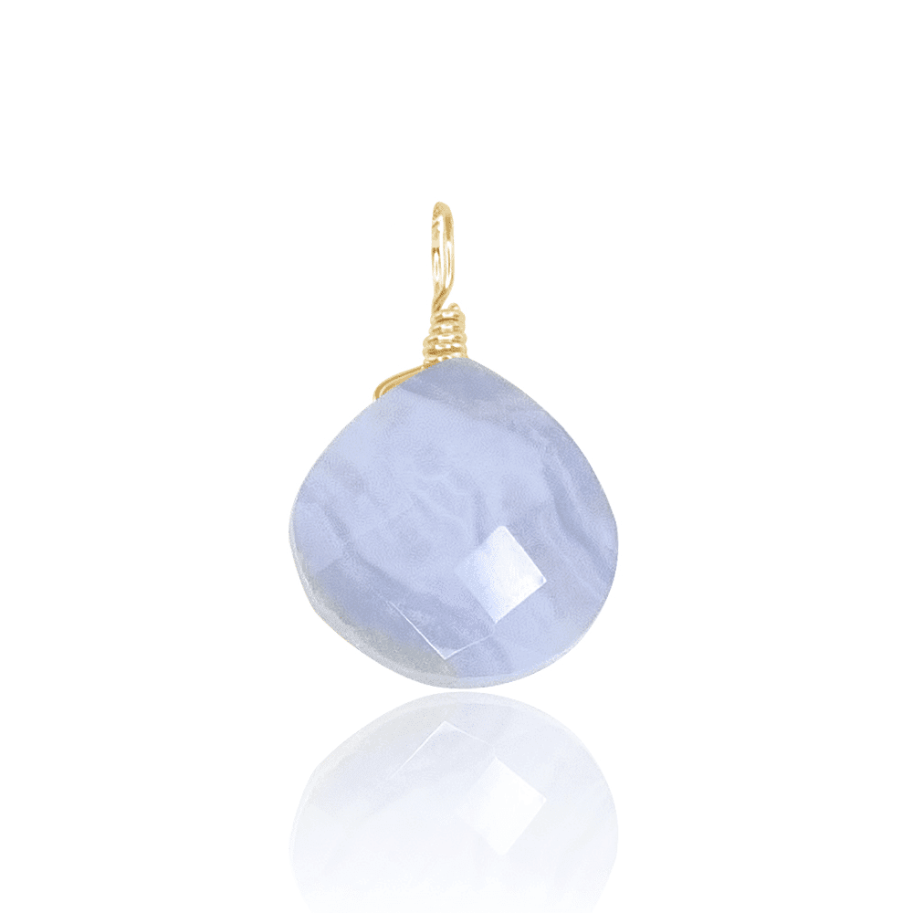 Tiny Blue Lace Agate Teardrop Pendant Necklace - Natural Gemstone Jewelry for Women, Elegant Gift for Birthday & Anniversary - Perfect for Everyday Wear & Special Occasions