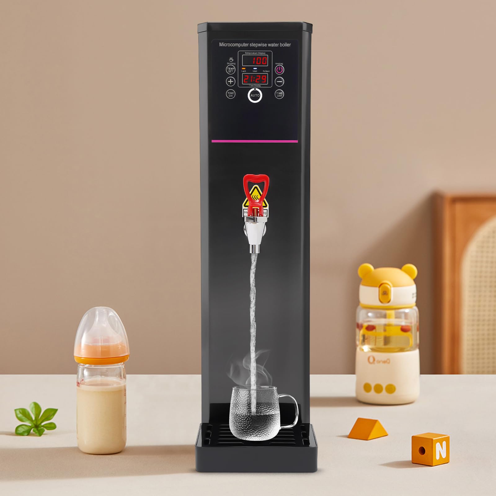 20L Commercial Electric Hot Water Boiler with LCD Display - Fast Heating Large Capacity Water Dispenser for Restaurants, Offices & Home Use - Perfect for Tea, Coffee & Instant Meals (Black)