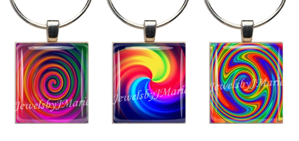 Abstract Swirls Scrabble Tile Wine Glass Charms - Set of 3 Stemware Markers for Party, Wedding & Gift Giving - Unique Drink Identifiers for Glasses